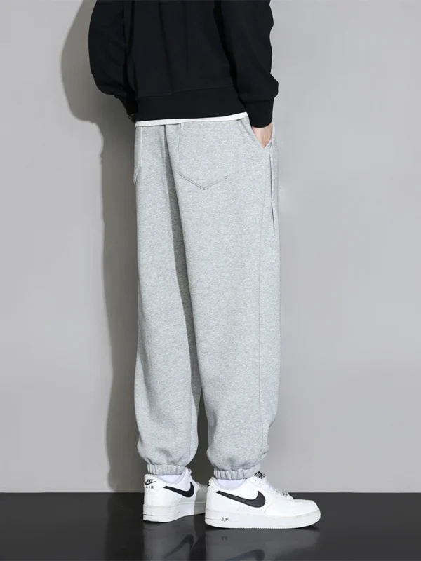 Mens Sweatpants Grey Elastic Waist Baggy - Image 2
