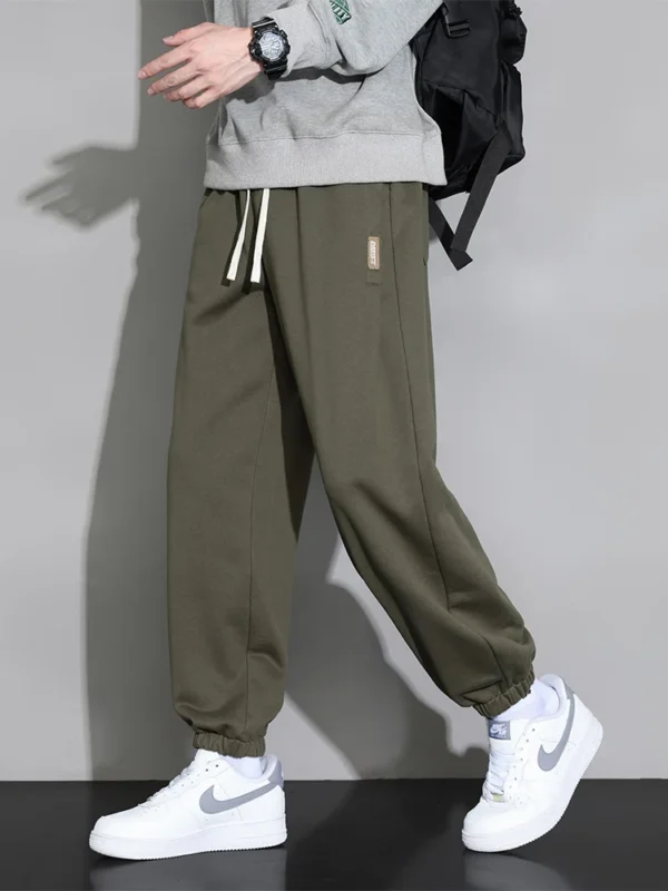Mens Sweatpants Grey Elastic Waist Baggy - Image 4